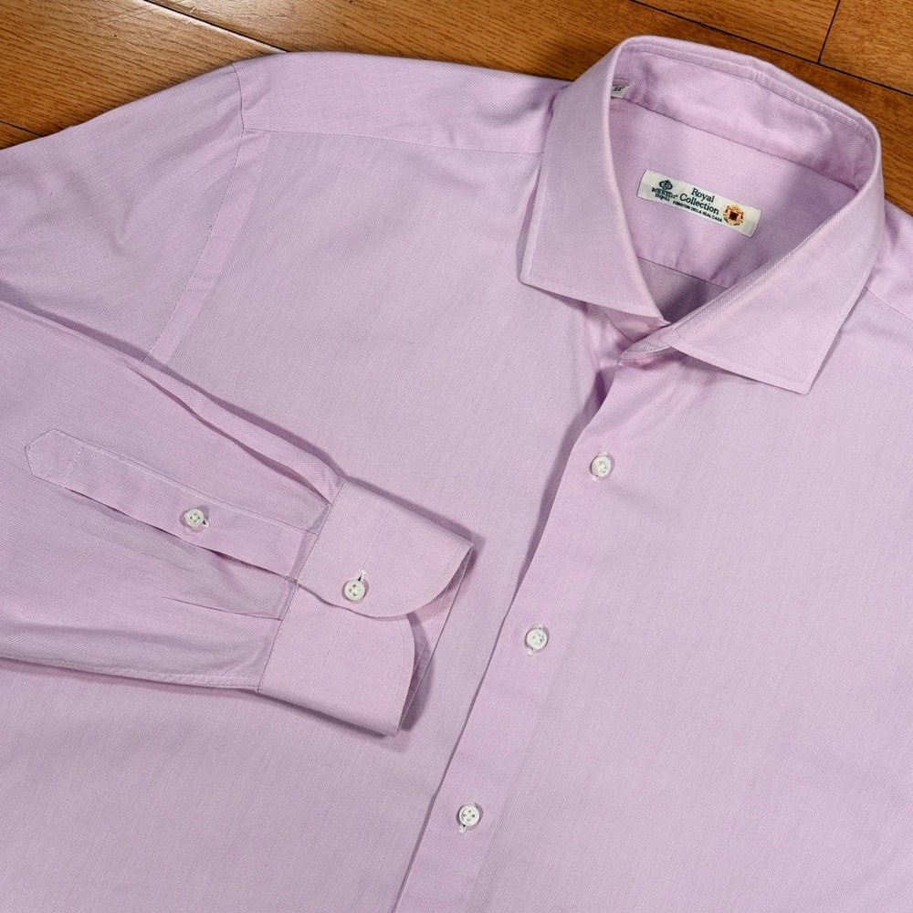 Luigi Borrelli Royal‎ Collection Shirt Mens 17.5 44 Pink Spread Collar